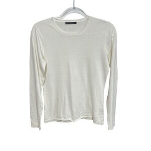 Alashan Sweater Womens Medium White Cotton Cashmere Crewneck Long Sleeve‎ Knit